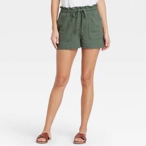 Universal Thread Women's L Green Linen Blend Drawstring Casual Shorts